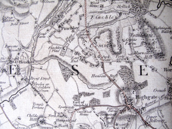 Original map extract including:
Hendon, Finchley, Highgate, Hampstead Heath
Click to enlarge